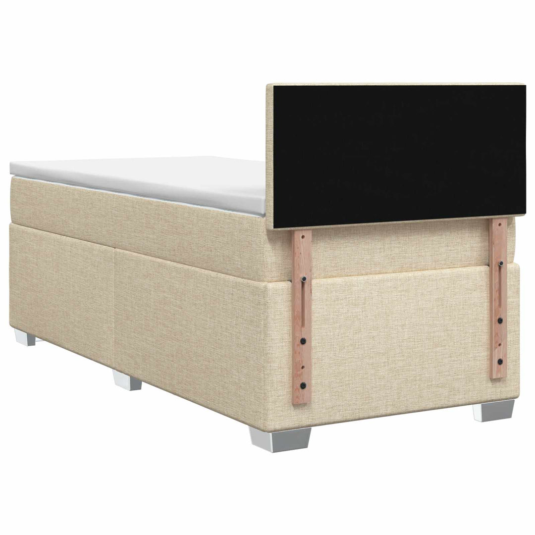 Box Spring Seng med Madras og LED Cremefarvet 100 x 200 cm Stof