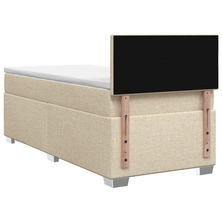 Box Spring Seng med Madras og LED Cremefarvet 100 x 200 cm Stof