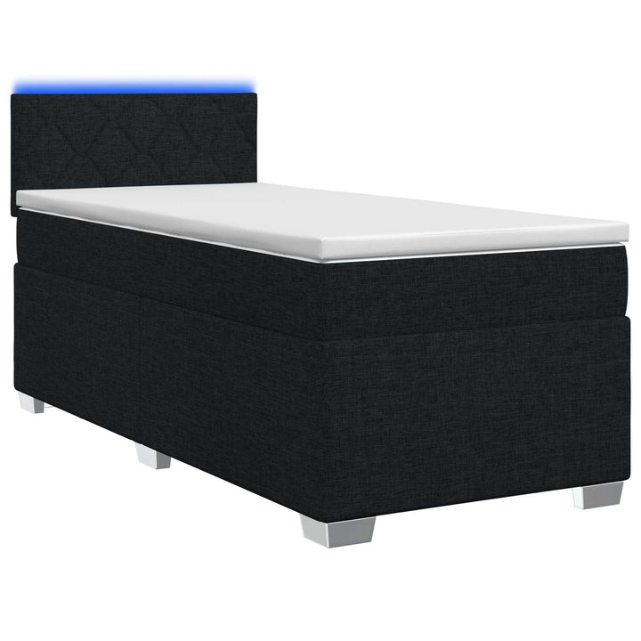 Box Spring Seng med Madras og LED Sort 100 x 200 cm Stof