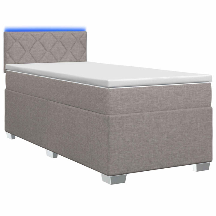 Box Spring Seng med Madras og LED Gråbrun 100 x 200 cm Stof