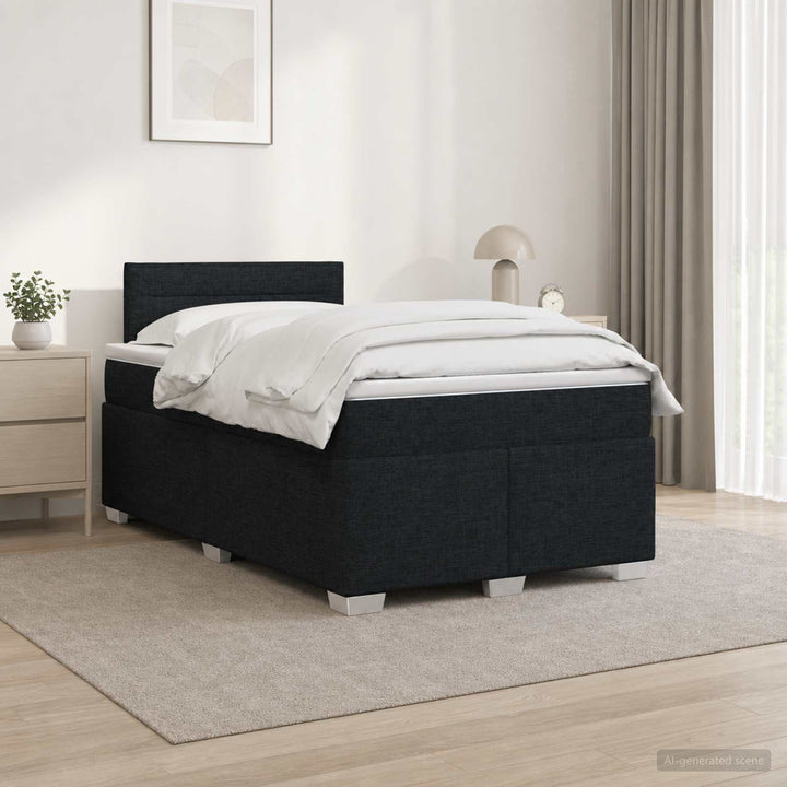 Box Spring Seng med Madras og LED Sort 120 x 190 cm Stof