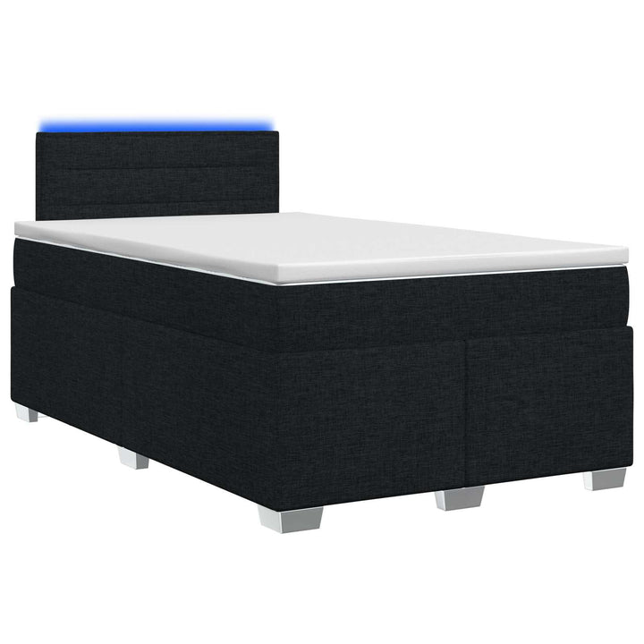 Box Spring Seng med Madras og LED Sort 120 x 190 cm Stof