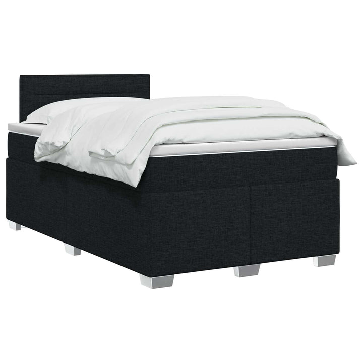 Box Spring Seng med Madras og LED Sort 120 x 190 cm Stof