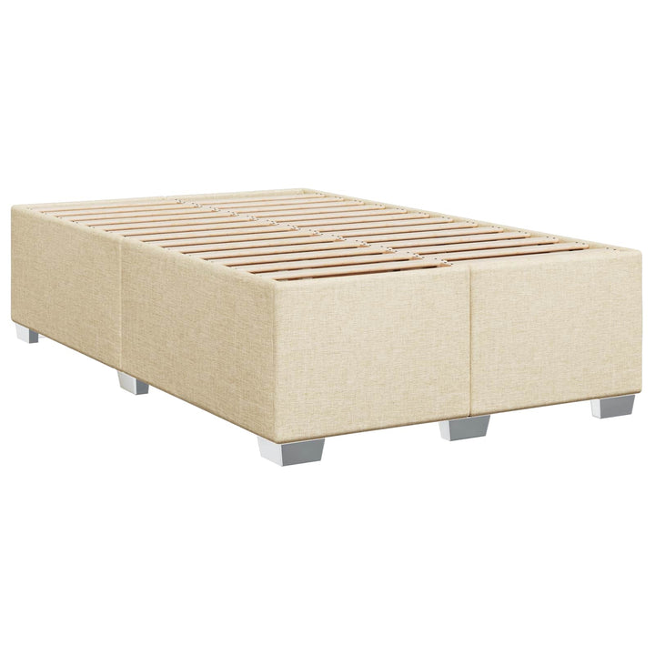 Box Spring Seng med Madras og LED Cremefarvet 120 x 190 cm Stof