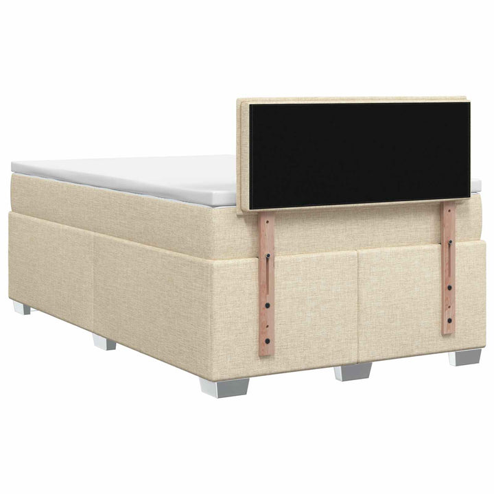 Box Spring Seng med Madras og LED Cremefarvet 120 x 190 cm Stof