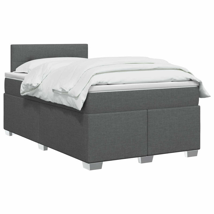 Box Spring Seng med Madras og LED Mørkegrå 120 x 190 cm Stof