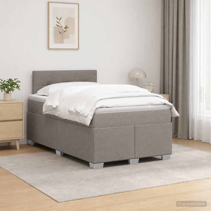 Box Spring Seng med Madras og LED Gråbrun 120 x 190 cm Stof