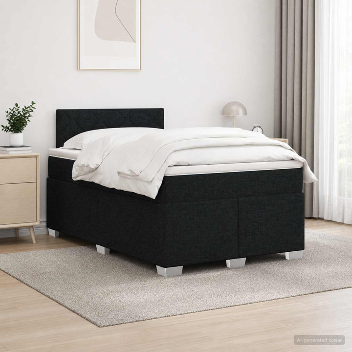 Box Spring Seng med Madras og LED Sort 120 x 190 cm Stof