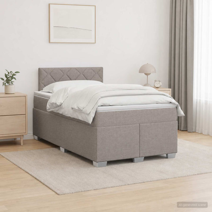 Box Spring Seng med Madras og LED Gråbrun 120 x 190 cm Stof