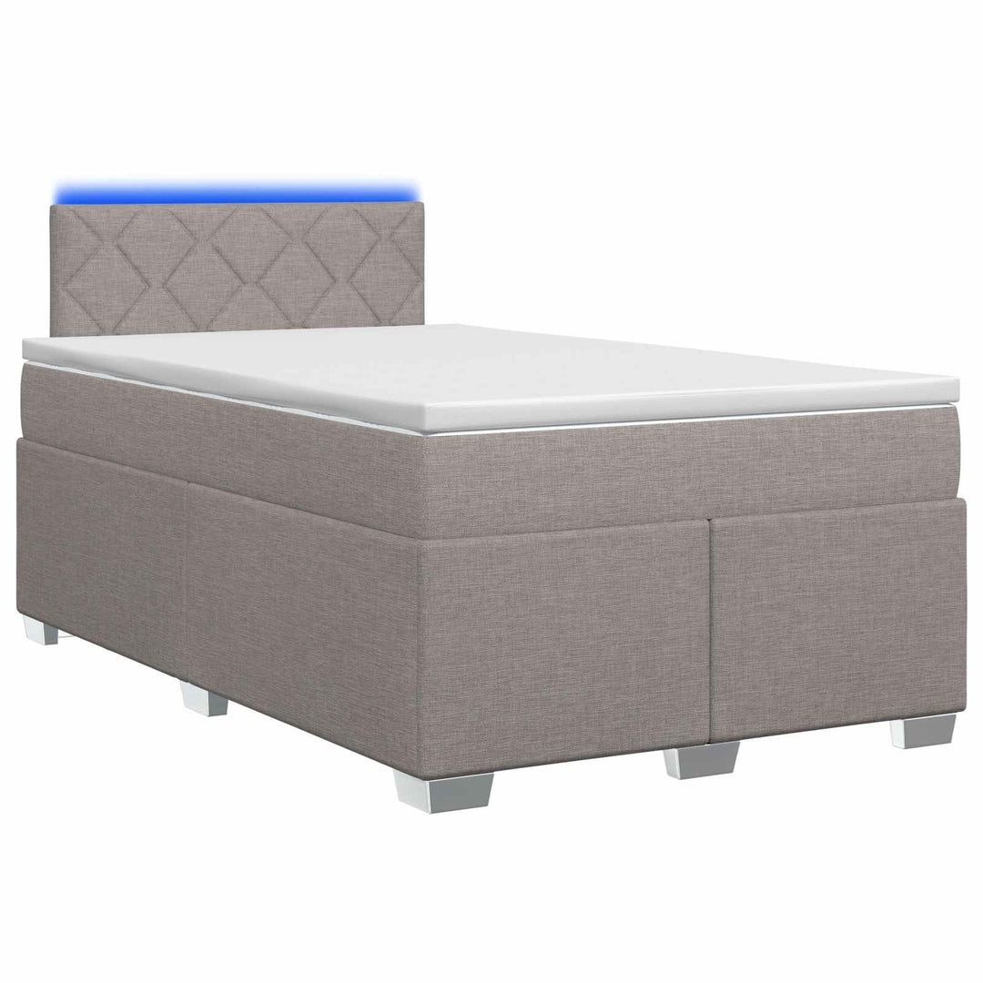 Box Spring Seng med Madras og LED Gråbrun 120 x 190 cm Stof