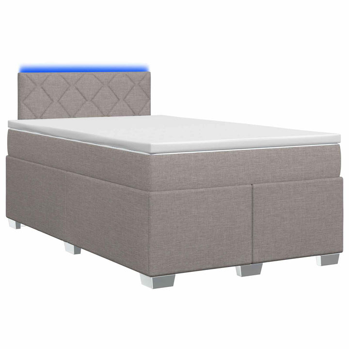 Box Spring Seng med Madras og LED Gråbrun 120 x 190 cm Stof