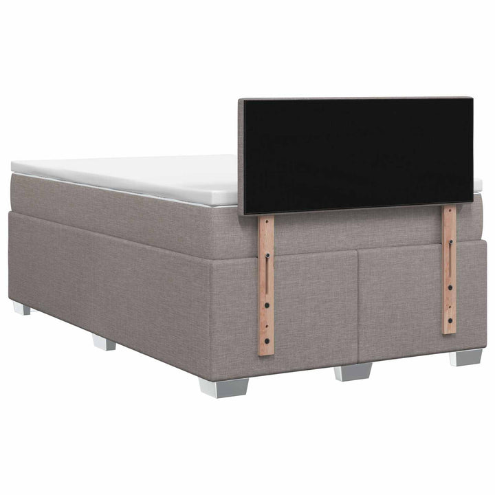 Box Spring Seng med Madras og LED Gråbrun 120 x 190 cm Stof