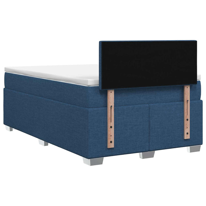 Box Spring Seng med Madras og LED Blå 120 x 190 cm Stof