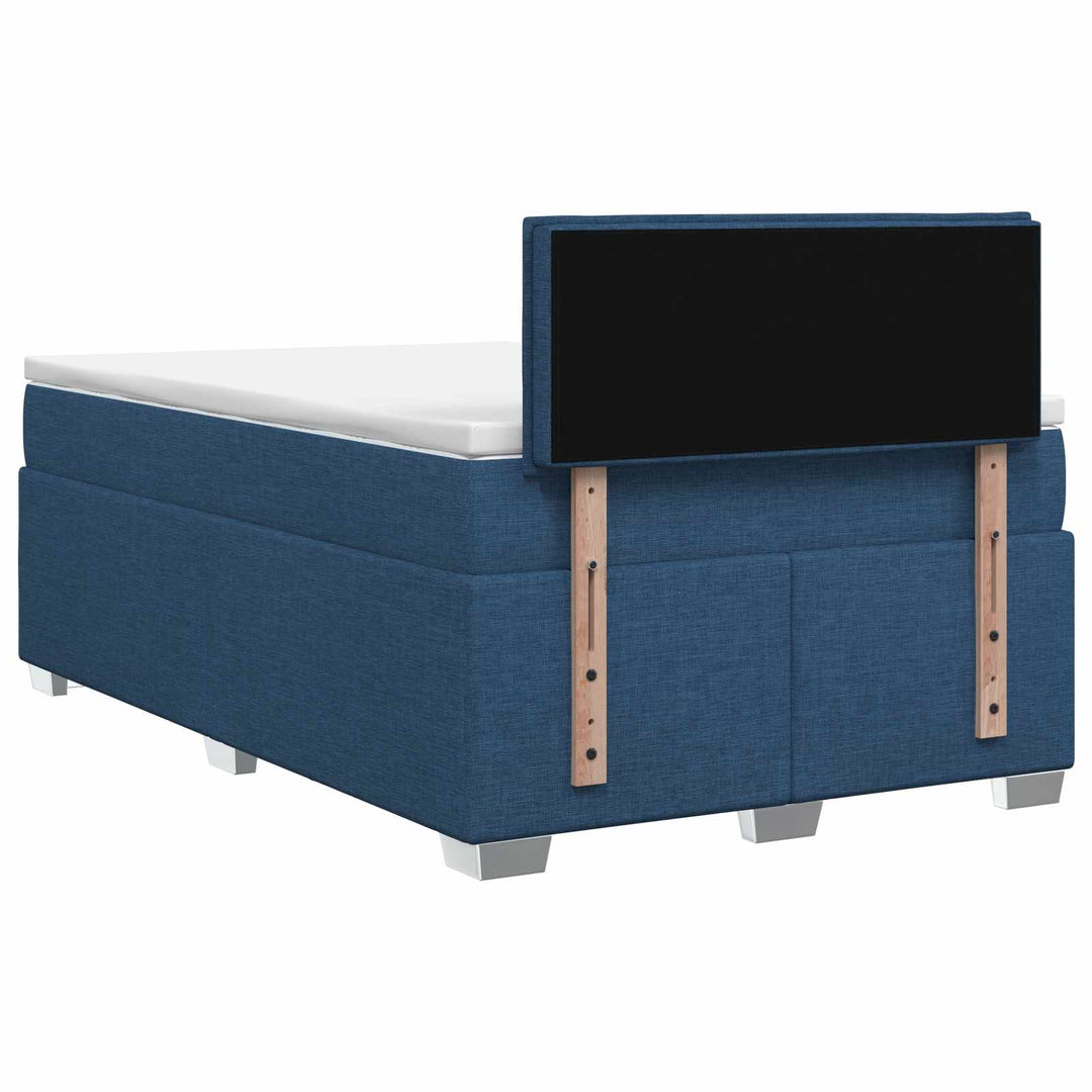 Box Spring Seng med Madras og LED Blå 120 x 200 cm Stof