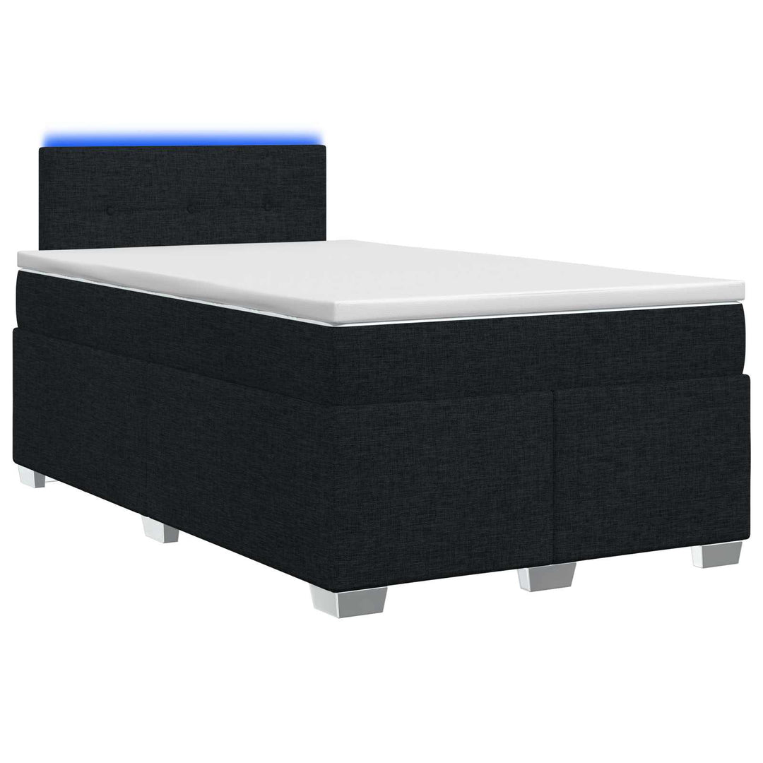 Box Spring Seng med Madras og LED Sort 120 x 200 cm Stof