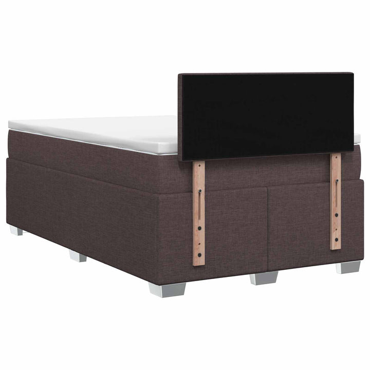 Box Spring Seng med Madras og LED Mørk Brun 120 x 200 cm Stof