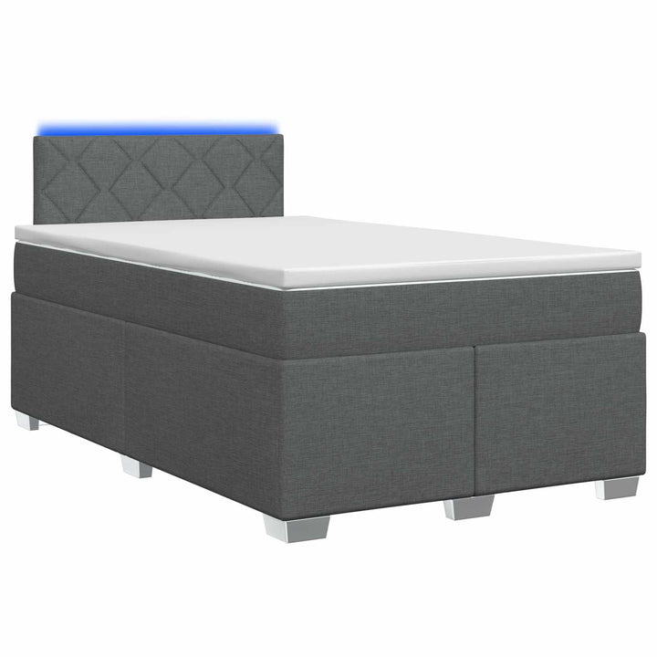 Box Spring Seng med Madras og LED Mørkegrå 120 x 200 cm Stof