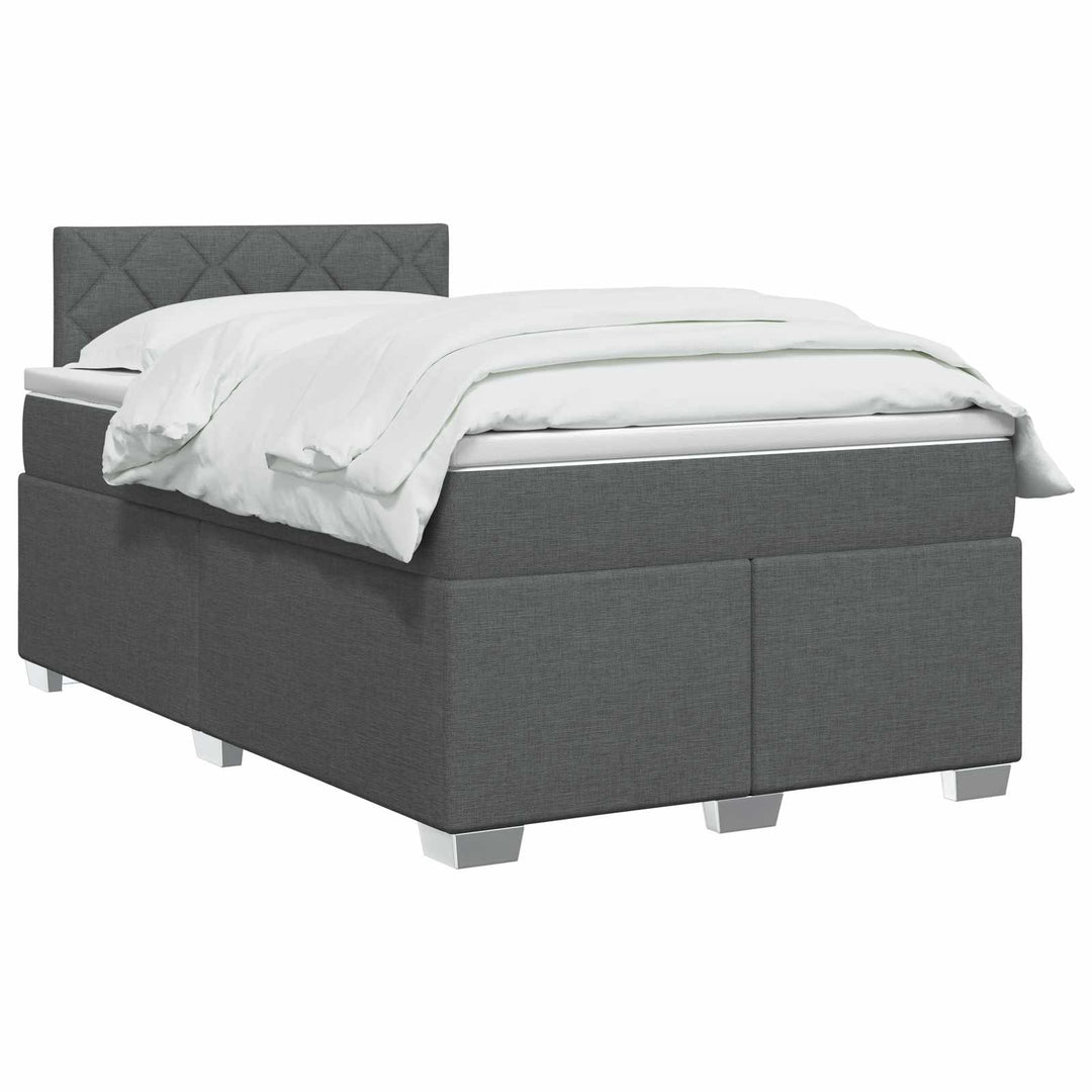 Box Spring Seng med Madras og LED Mørkegrå 120 x 200 cm Stof