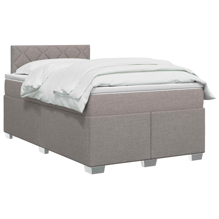 Box Spring Seng med Madras og LED Gråbrun 120 x 200 cm Stof