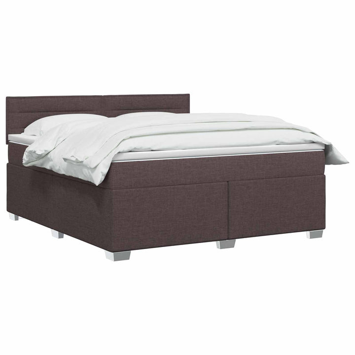 Box Spring Seng med Madras og LED Mørk Brun 180 x 200 cm Stof