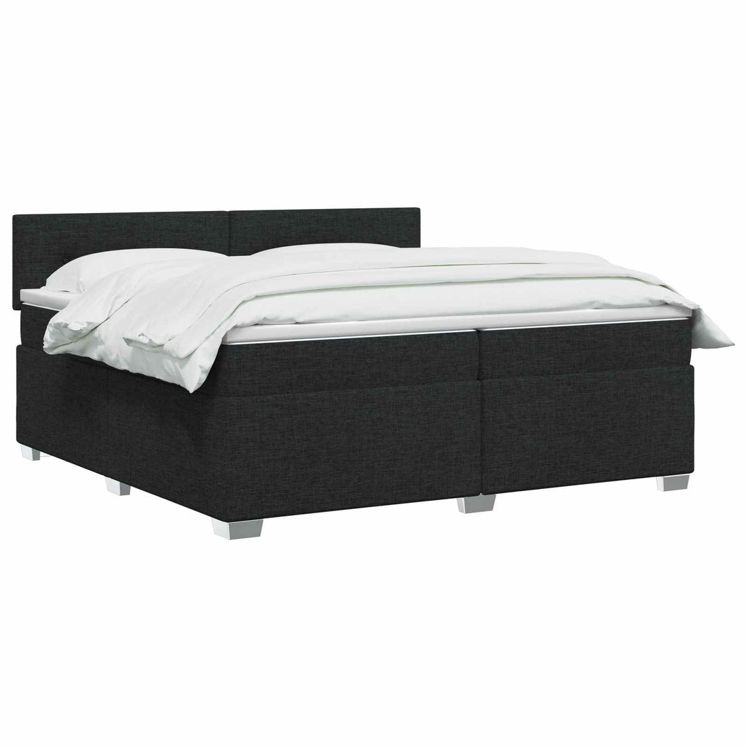 Box Spring Seng med Madras og LED Sort 200 x 200 cm Stof