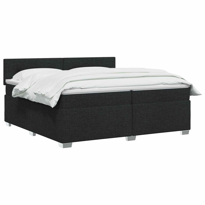 Box Spring Seng med Madras og LED Sort 200 x 200 cm Stof