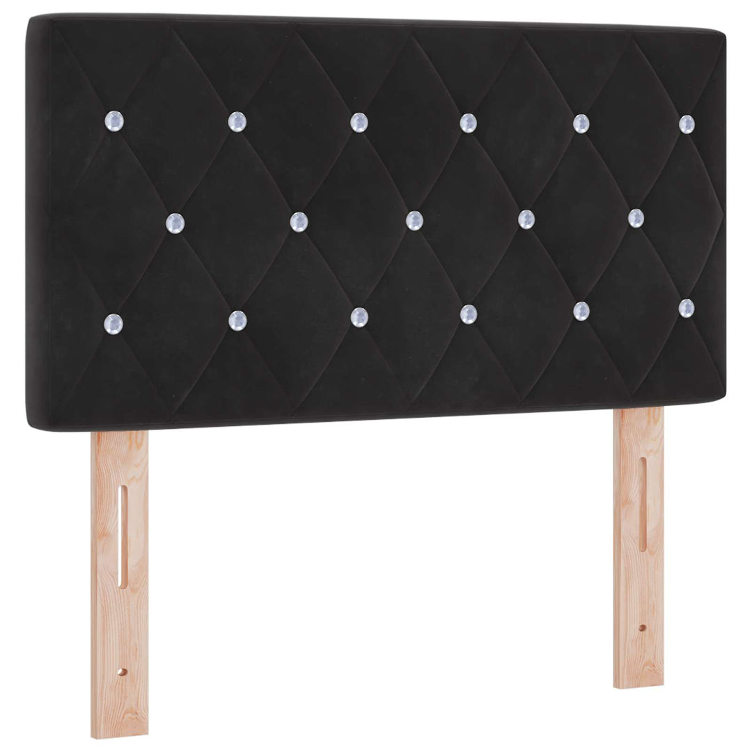 Box Spring Seng med Madras og LED Sort 80 x 200 cm Velour