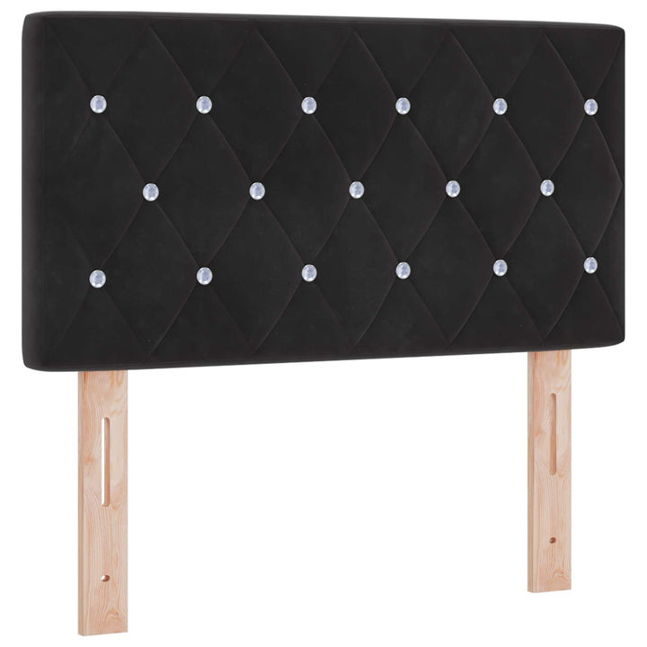 Box Spring Seng med Madras og LED Sort 80 x 200 cm Velour