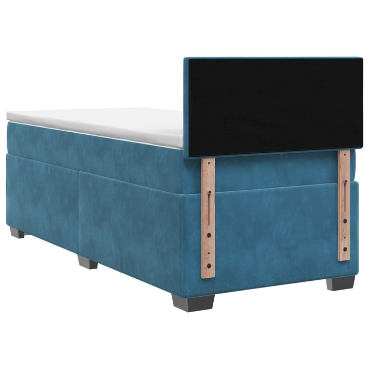 Box Spring Seng med Madras og LED Blå 80 x 200 cm Velour