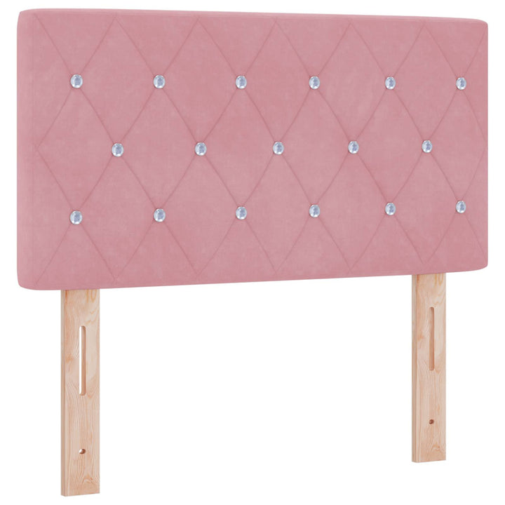 Box Spring Seng med Madras og LED Lyserød 80 x 200 cm Velour