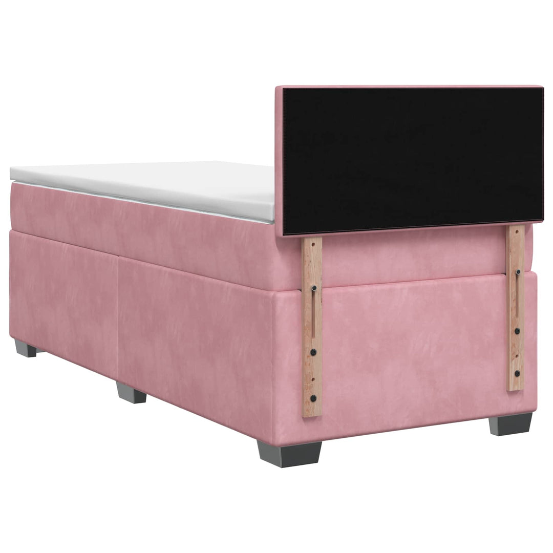 Box Spring Seng med Madras og LED Lyserød 80 x 200 cm Velour