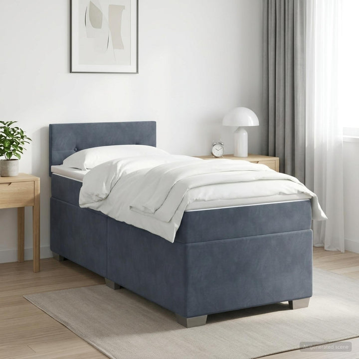Box Spring Seng med Madras og LED Mørkegrå 80 x 200 cm Velour