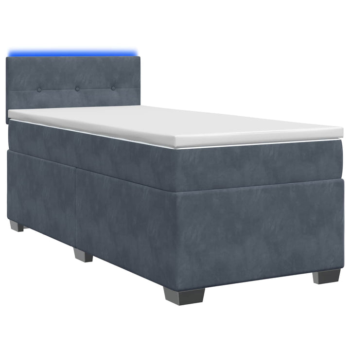 Box Spring Seng med Madras og LED Mørkegrå 80 x 200 cm Velour