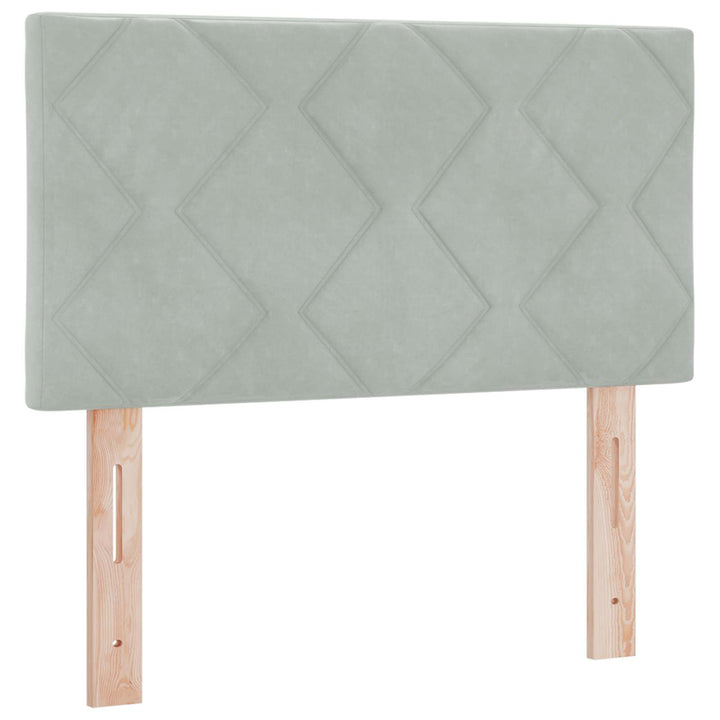 Box Spring Seng med Madras og LED Lysegrå 80 x 200 cm Velour