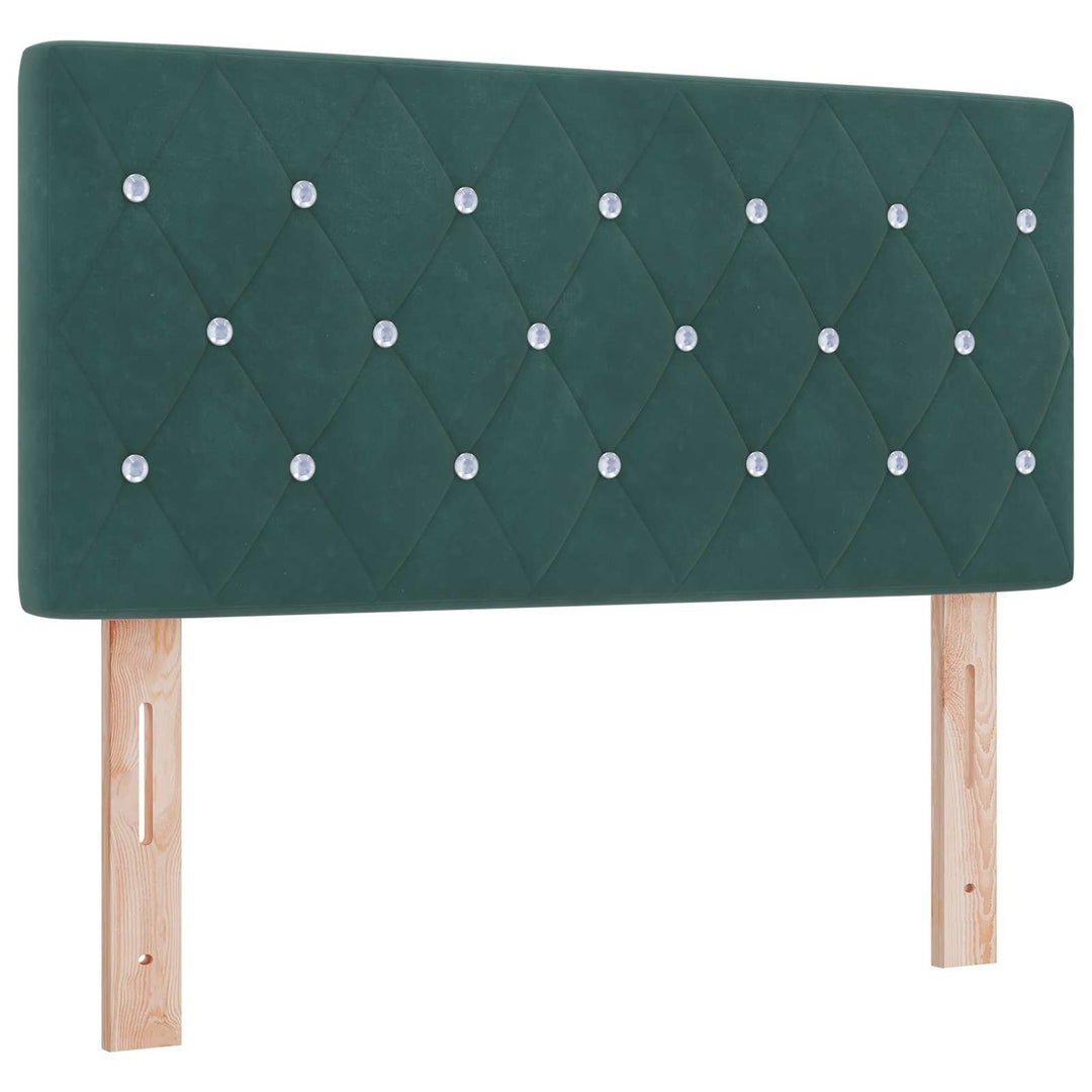 Box Spring Seng med Madras og LED Mørkegrøn 90 x 200 cm Velour