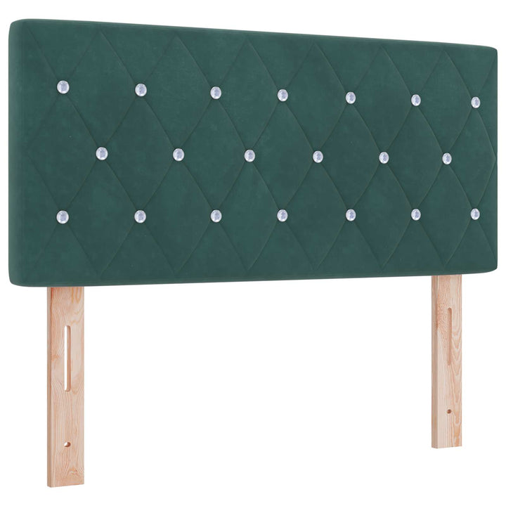Box Spring Seng med Madras og LED Mørkegrøn 90 x 200 cm Velour