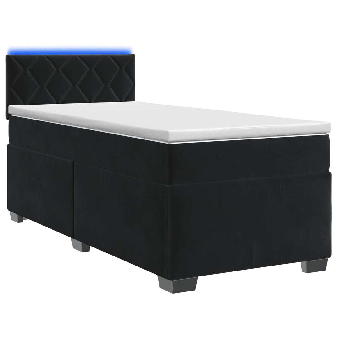 Box Spring Seng med Madras og LED Sort 100 x 200 cm Velour