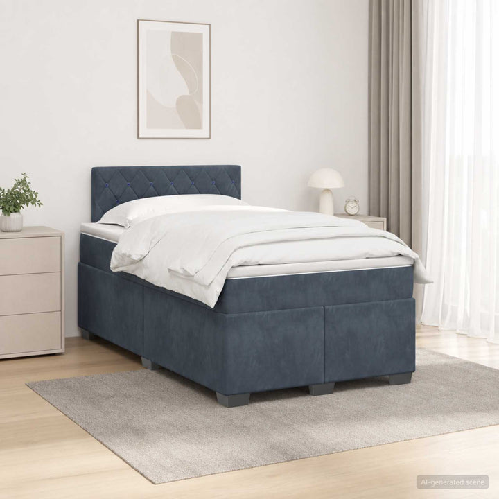 Box Spring Seng med Madras og LED Mørkegrå 120 x 190 cm Velour