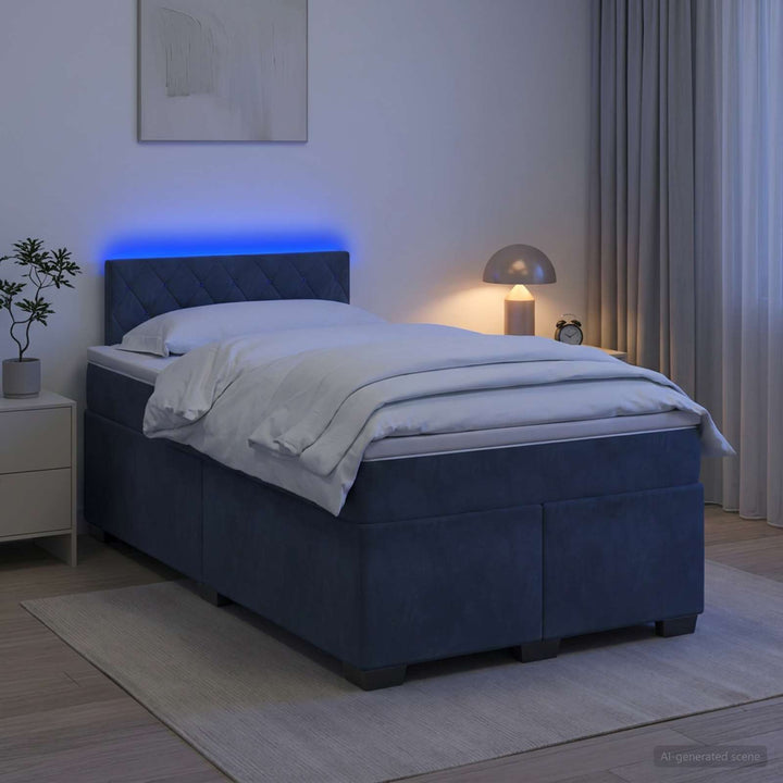 Box Spring Seng med Madras og LED Mørkegrå 120 x 200 cm Velour
