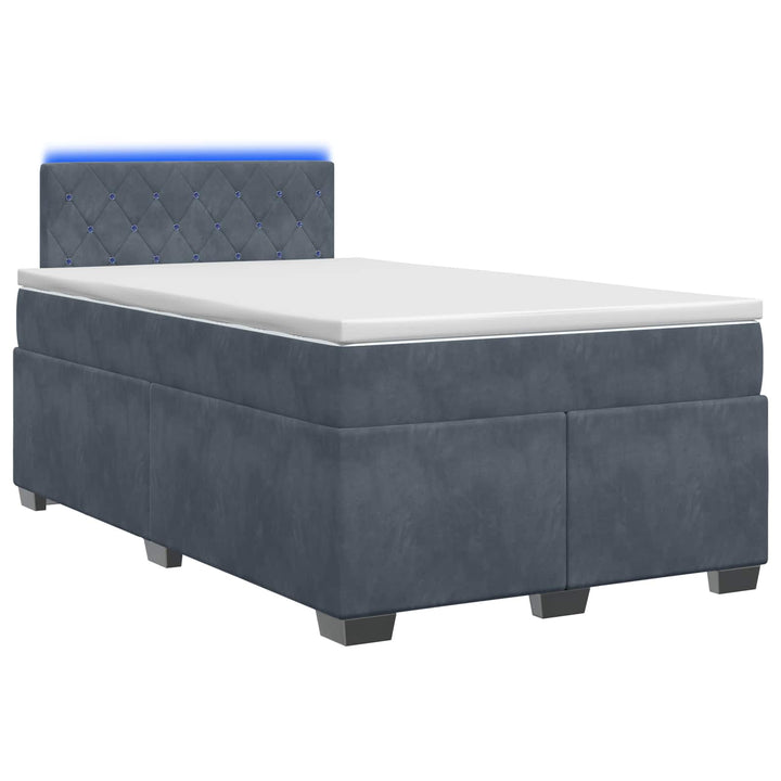 Box Spring Seng med Madras og LED Mørkegrå 120 x 190 cm Velour