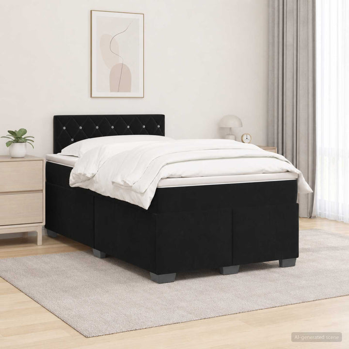 Box Spring Seng med Madras og LED Sort 120 x 190 cm Velour