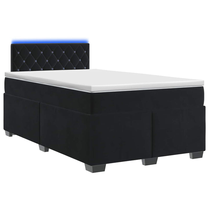 Box Spring Seng med Madras og LED Sort 120 x 190 cm Velour
