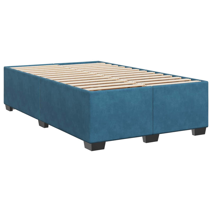 Box Spring Seng med Madras og LED Blå 120 x 190 cm Velour