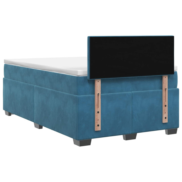 Box Spring Seng med Madras og LED Blå 120 x 190 cm Velour