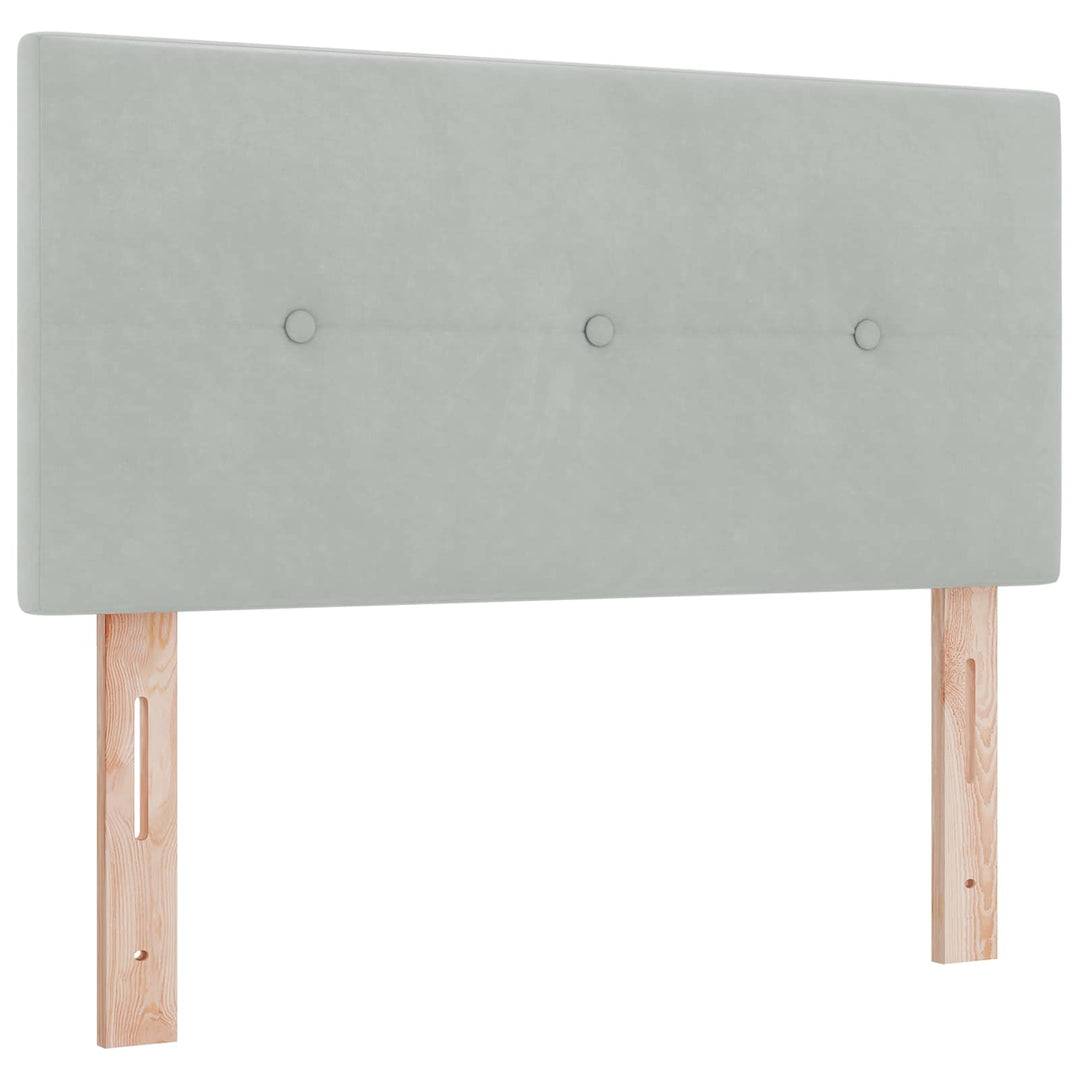Box Spring Seng med Madras og LED Lysegrå 120 x 190 cm Velour