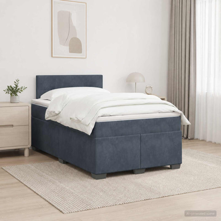 Box Spring Seng med Madras og LED Mørkegrå 120 x 190 cm Velour