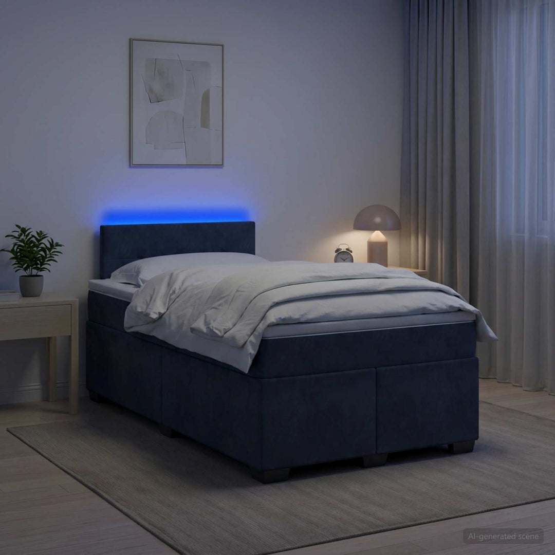 Box Spring Seng med Madras og LED Mørkegrå 120 x 190 cm Velour
