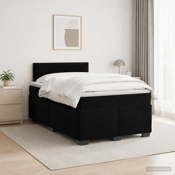 Box Spring Seng med Madras og LED Sort 120 x 190 cm Velour