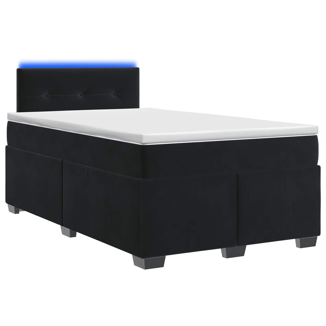 Box Spring Seng med Madras og LED Sort 120 x 190 cm Velour