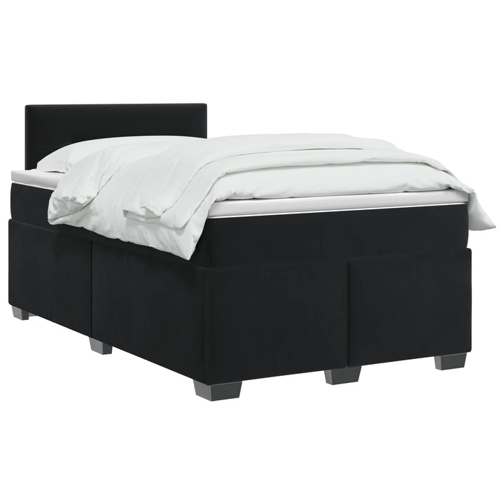 Box Spring Seng med Madras og LED Sort 120 x 190 cm Velour